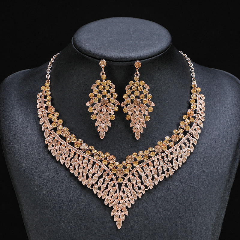 Alloy Choker Necklace With Crystal Gemstones - Vintage Style Jewelry Set