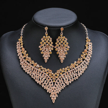 Alloy Choker Necklace With Crystal Gemstones - Vintage Style Jewelry Set