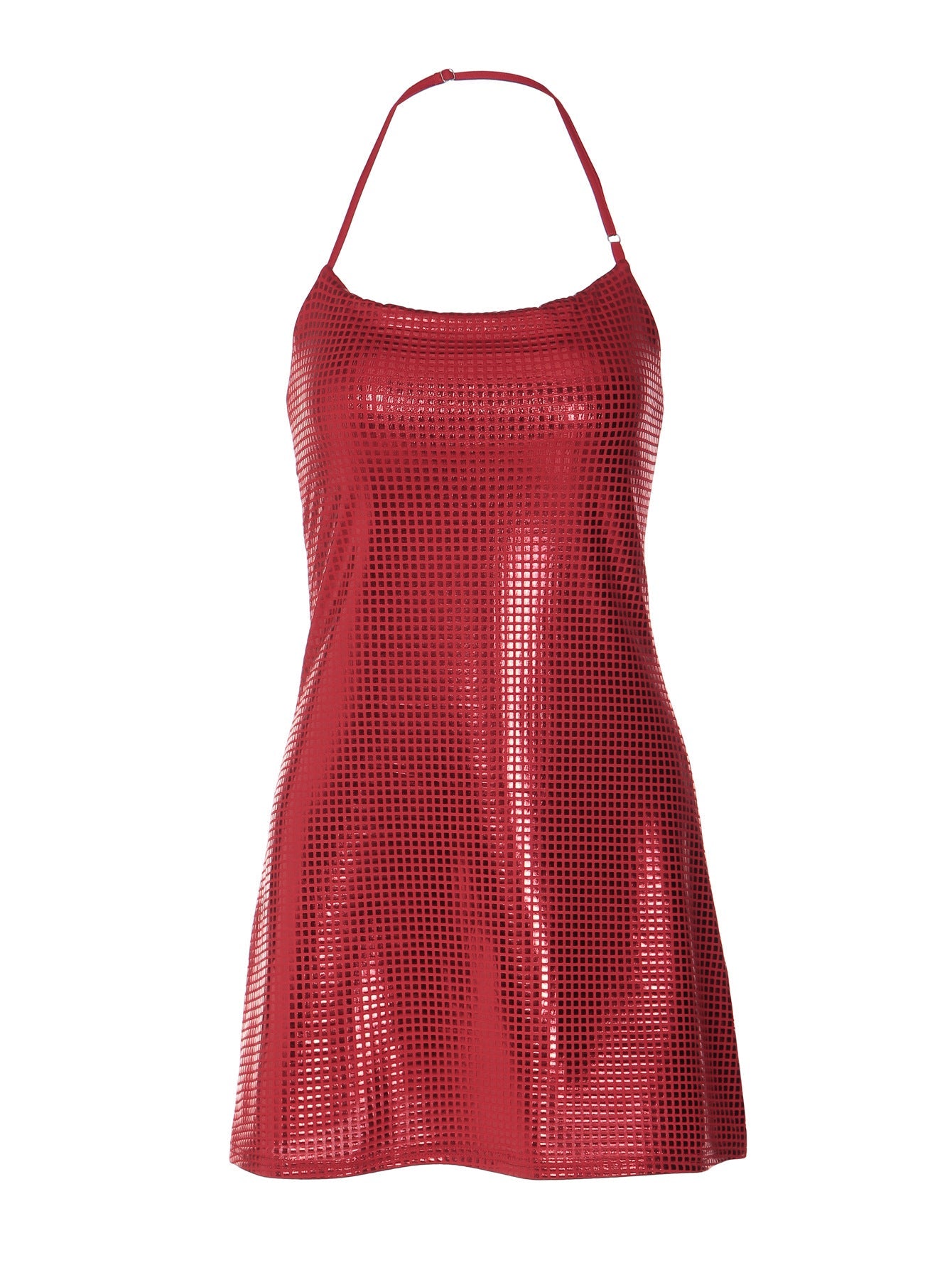 Halter Neck Short Dress with Reflective Design for Night Out