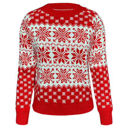 Snowflake Round Neck Knit Christmas Sweater