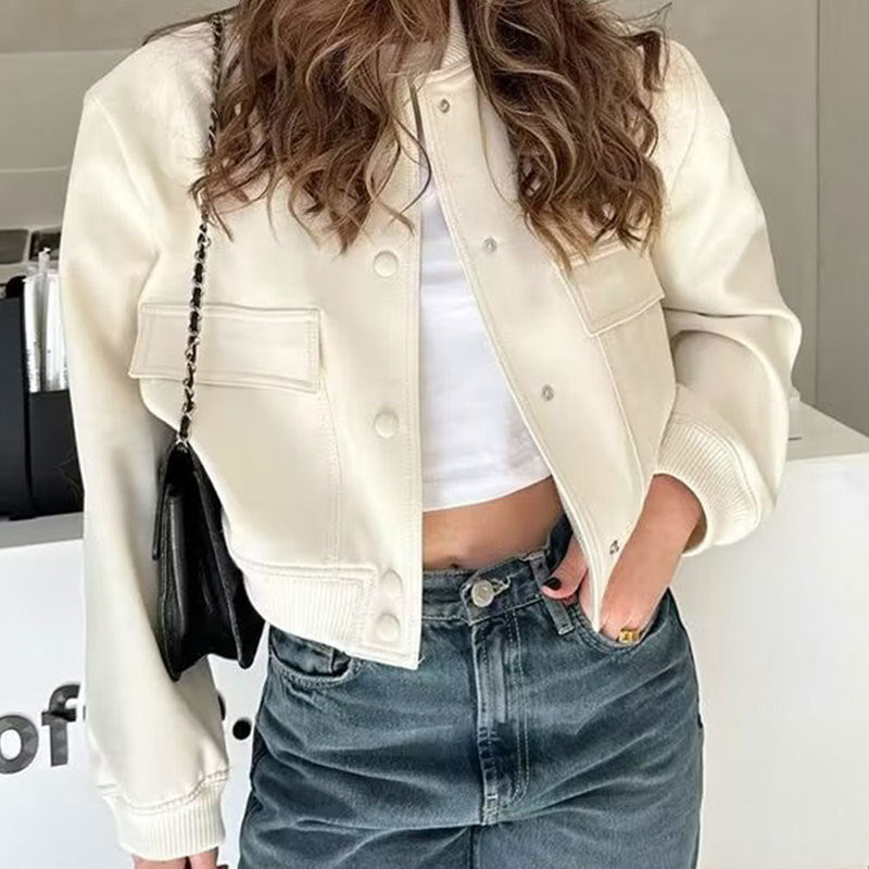 Elegant Casual Long Sleeve Coat with Single Button Closure