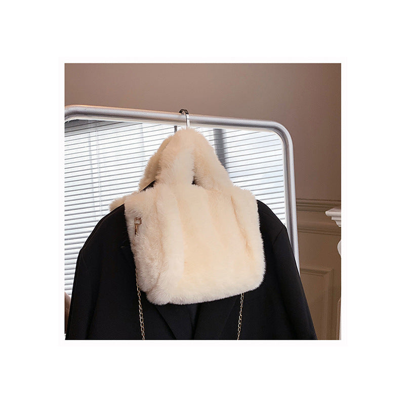 Winter Plush Tote Bag Trendy Large Capacity Shoulder Crossbody Handbag