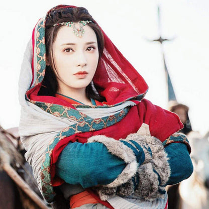 Tibetan National Headband Double-Layer Scarf  Women Autumn And Winter Shawl