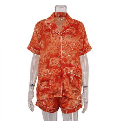 Trendy Loose Fit Printed Top & High Waist Shorts Two-Piece Set
