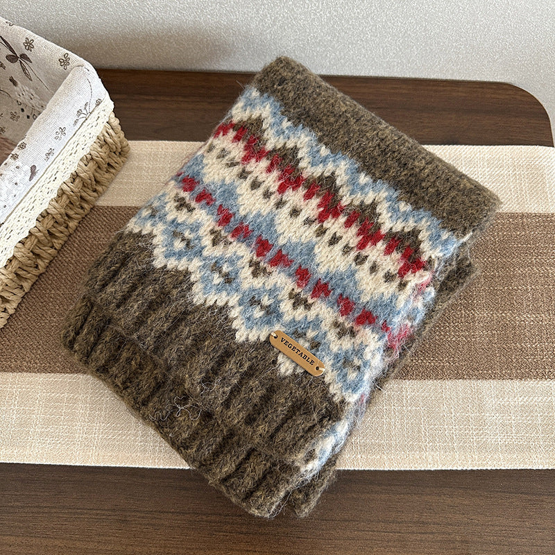 Winter Thicken Warm Fair Isle Knit Scarf