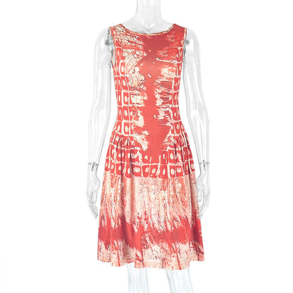 Trendy Casual Color Block A-Line Dress With Sleeveless Design