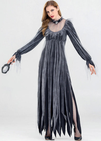 Haunted Wedding Dress Gray Sheer Fabric