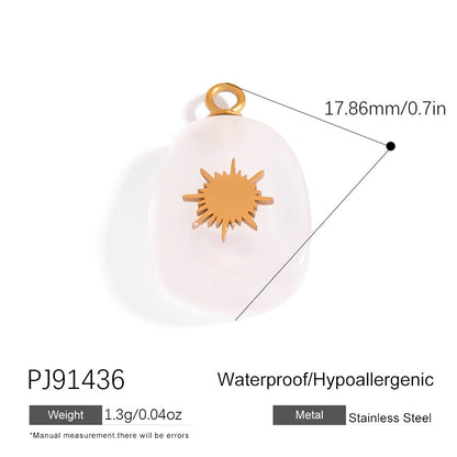 Butterfly Pendant Necklace Natural Stone Stainless Steel Jewelry