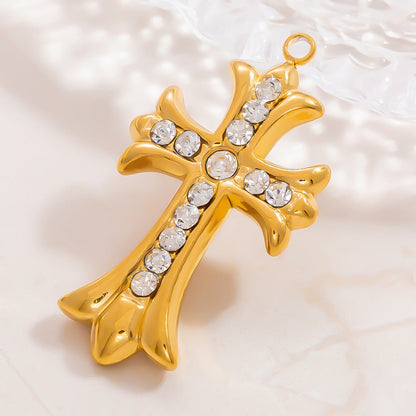 Cross Pendant Accessories DIY Jewelry Stainless Steel 18K Gold Bracelet Necklace