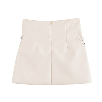 Simple Leather High Waist Mini Skirt