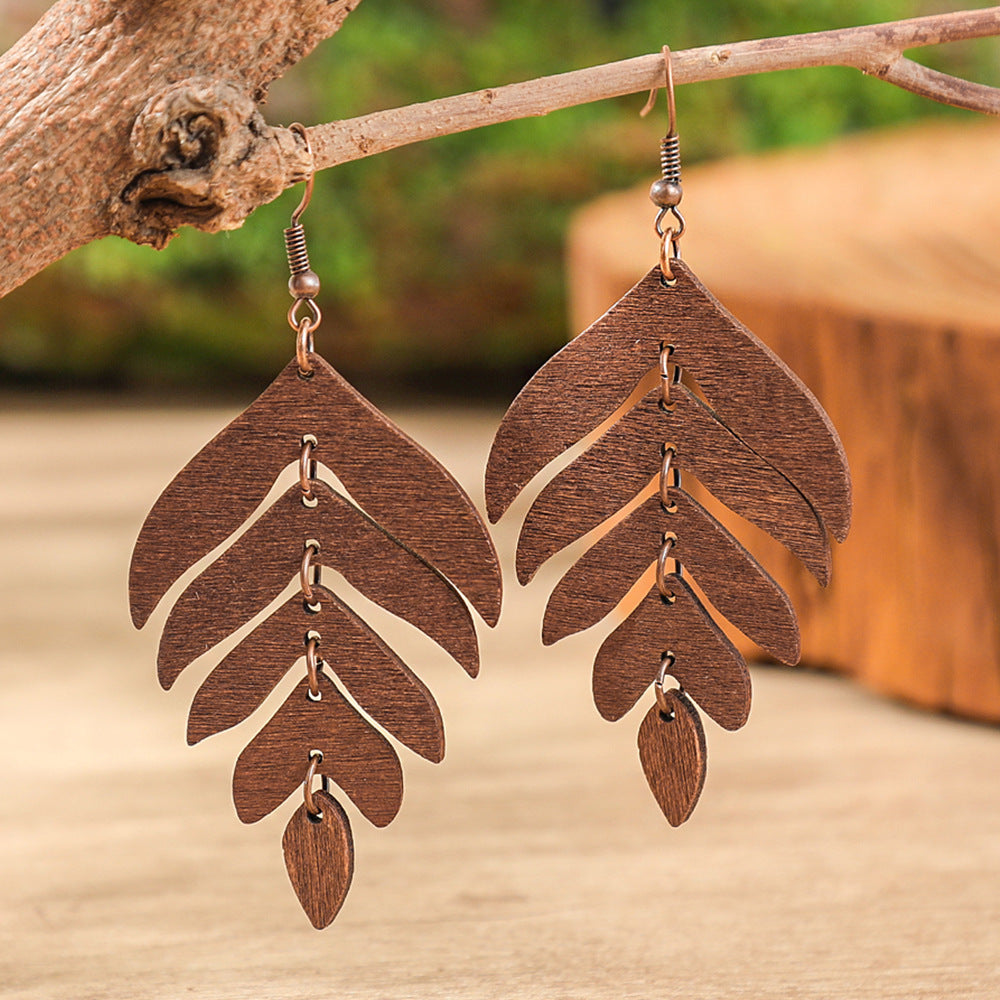 Bohemian Style Leaf Earrings Trendy Zinc Alloy Jewelry