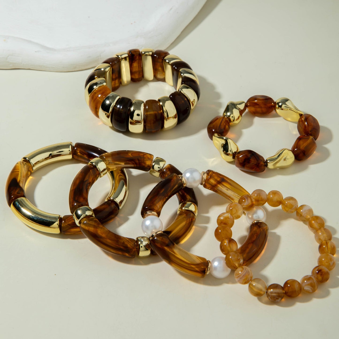 Exaggerated Acrylic Bead Bracelet Set Colorful Retro Jewelry