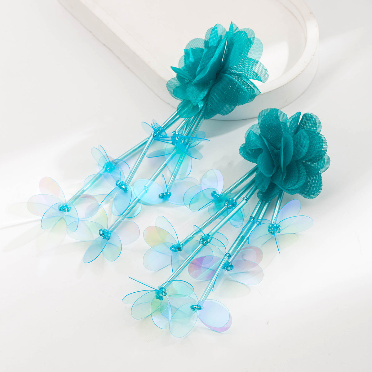 Trendy Floral Tassel Drop Earrings for Women