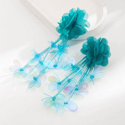 Trendy Floral Tassel Drop Earrings for Women