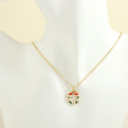 Simple Christmas Pendant Enamel Necklace