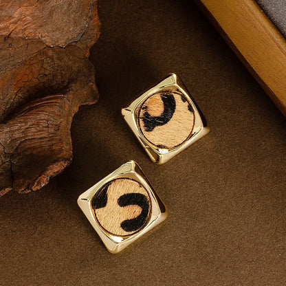 Natural Horse Hair Leopard Print Earrings Luxury Fashion Accessories