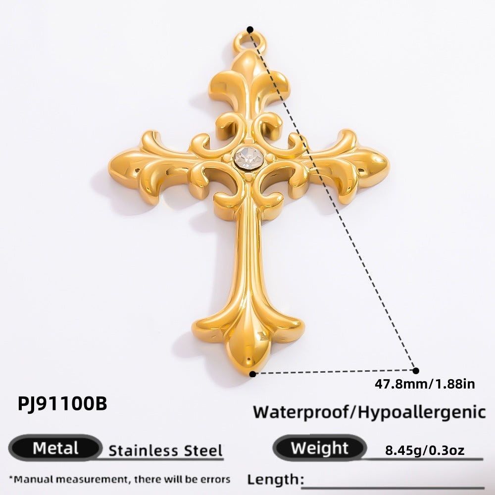 Cross Pendant Accessories DIY Jewelry Stainless Steel 18K Gold Bracelet Necklace