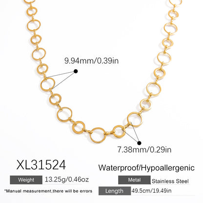 Geometric Stainless Steel 18k Gold Plated Layered Necklace for Women