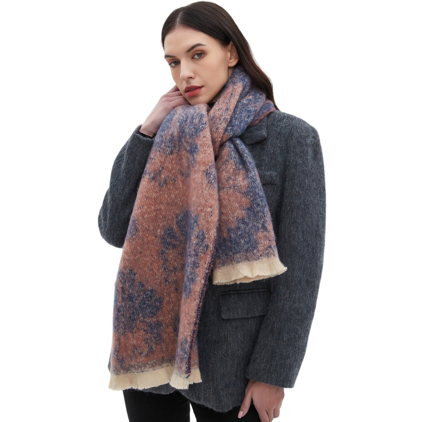 Floral Print Contrast Color Scarves