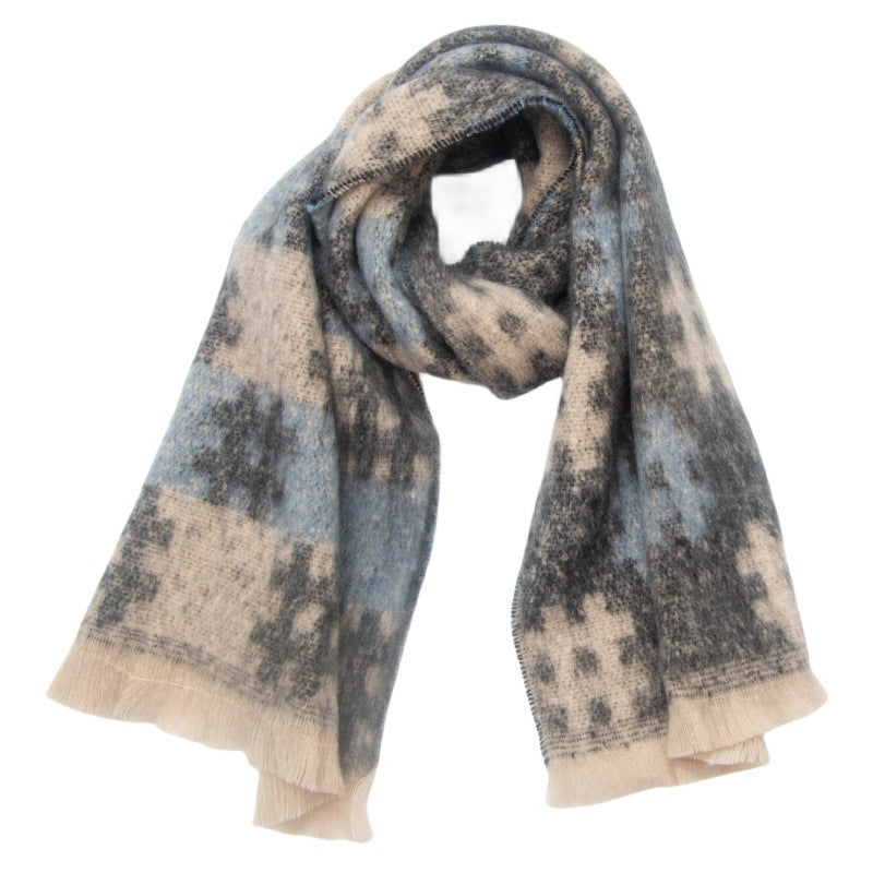 Plaid Print Contrast Color Scarves