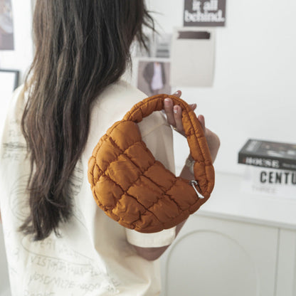 Mini Cloud Bag with Ruching Stylish Nylon Tote