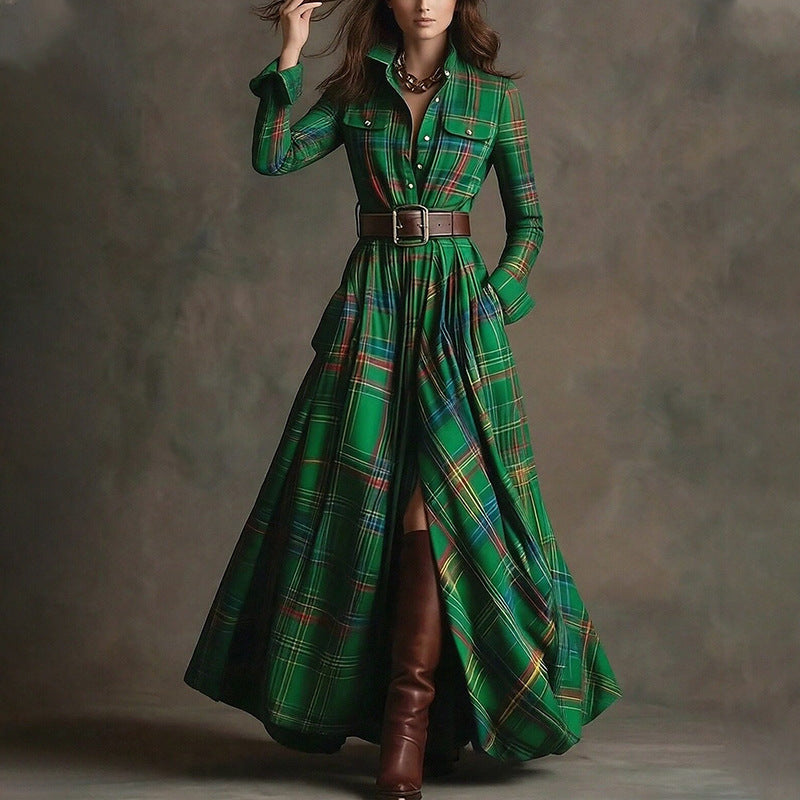 French Elegant A-Line Dress with Vintage Design