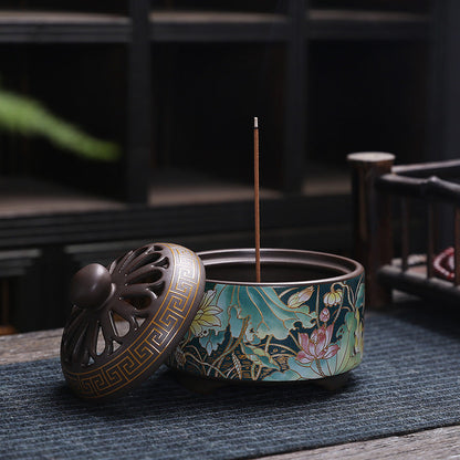 Antique Cloisonne Incense Burner Handicraft Ornament Creative Home Indoor Incense Enamel Color Burner