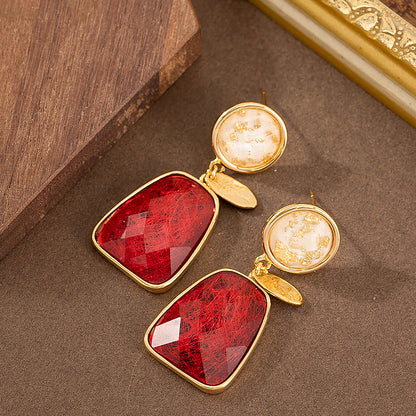 Chic Geometric Resin Drop Earrings With Silver Needle