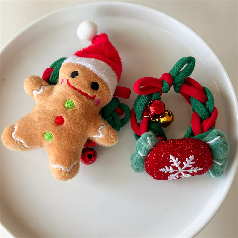 Cute Christmas Tree Braided Velvet Hair Tie