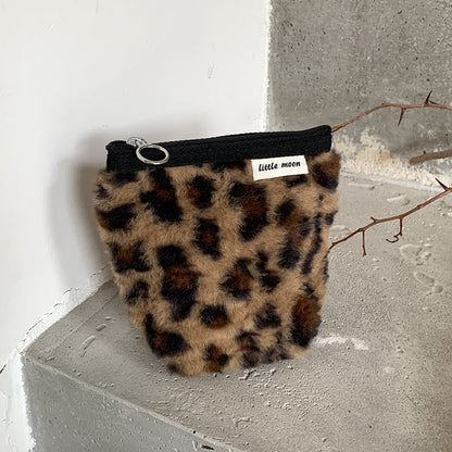 Vintage Leopard Print Portable Cosmetic Bag