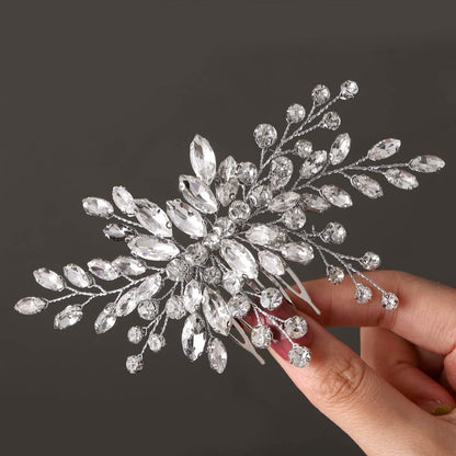 Silver Glass Wedding Hair Comb Side Headpiece