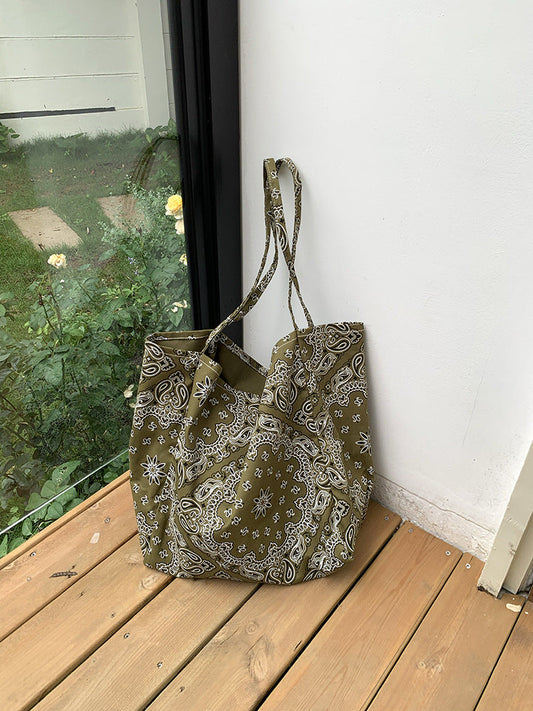 Casual Floral Canvas Tote Bag Stylish Shoulder Bag