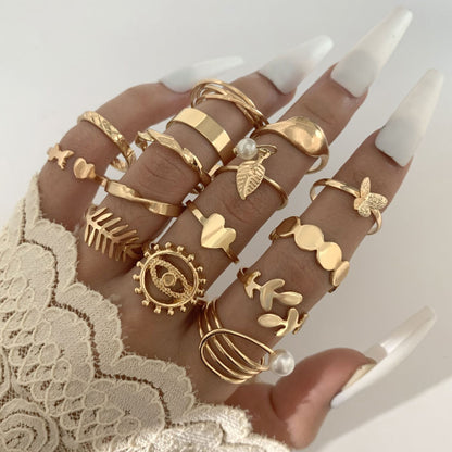 Fashionable Geometric Butterfly Open-Ended Adjustable Rings Set