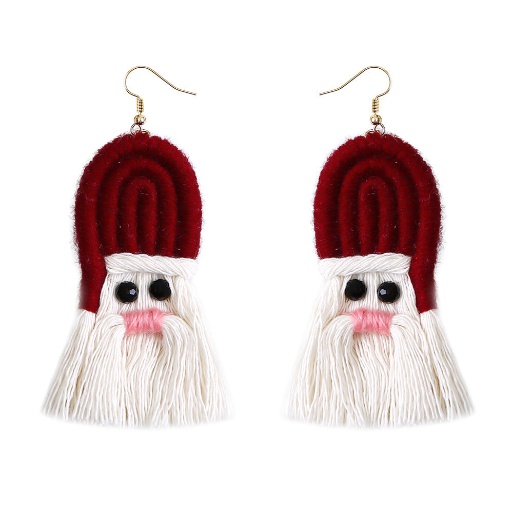 Christmas Earrings Female Creative Cartoon Christmas Bohemian Tassel Woven Handmade Earrings