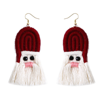 Christmas Earrings Female Creative Cartoon Christmas Bohemian Tassel Woven Handmade Earrings