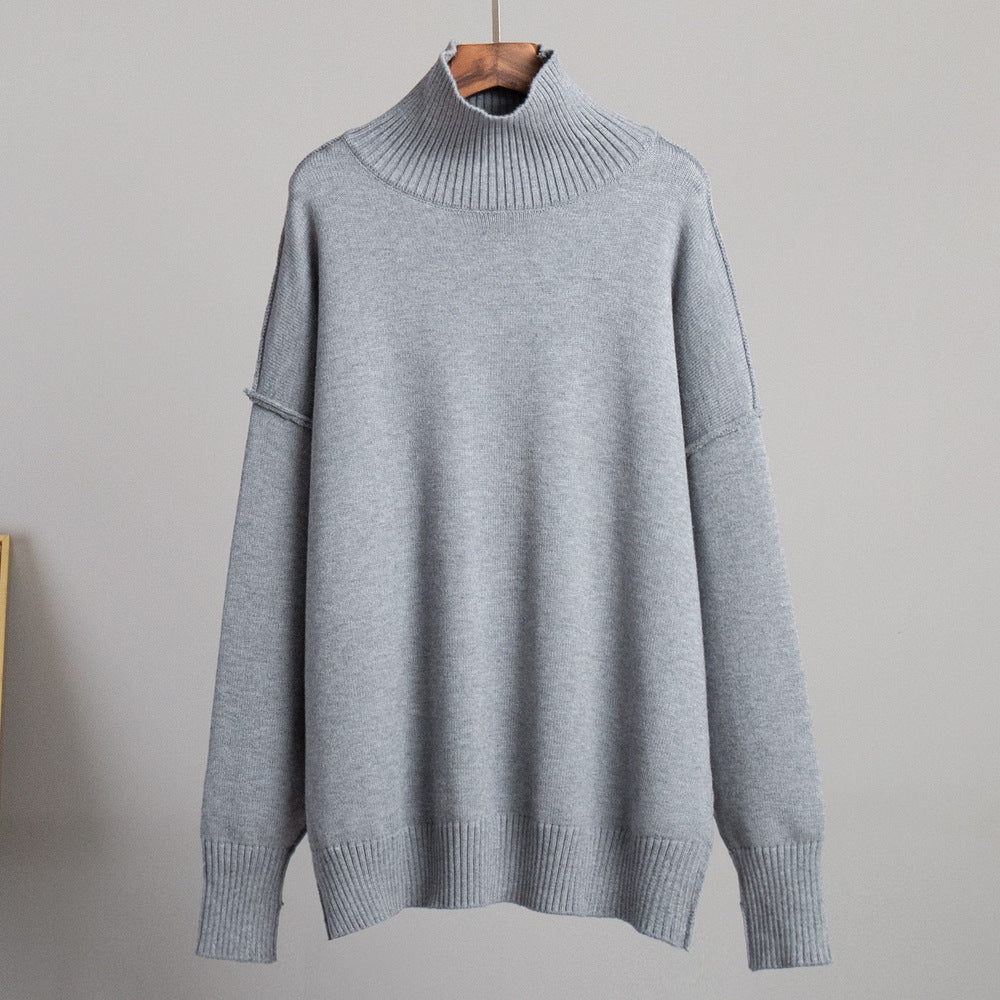 High Neck Casual Knit Sweater for Women