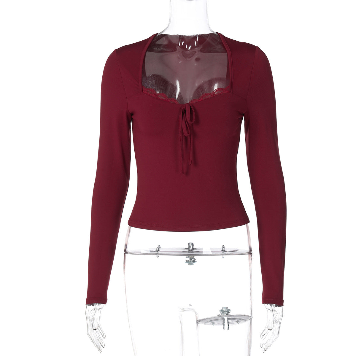 Trendy Lace Trim Fitted Top Stylish Streetwear