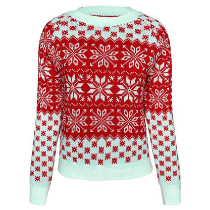 Snowflake Round Neck Knit Christmas Sweater
