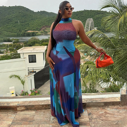 Trendy Color Block Sleeveless Bodycon Dress
