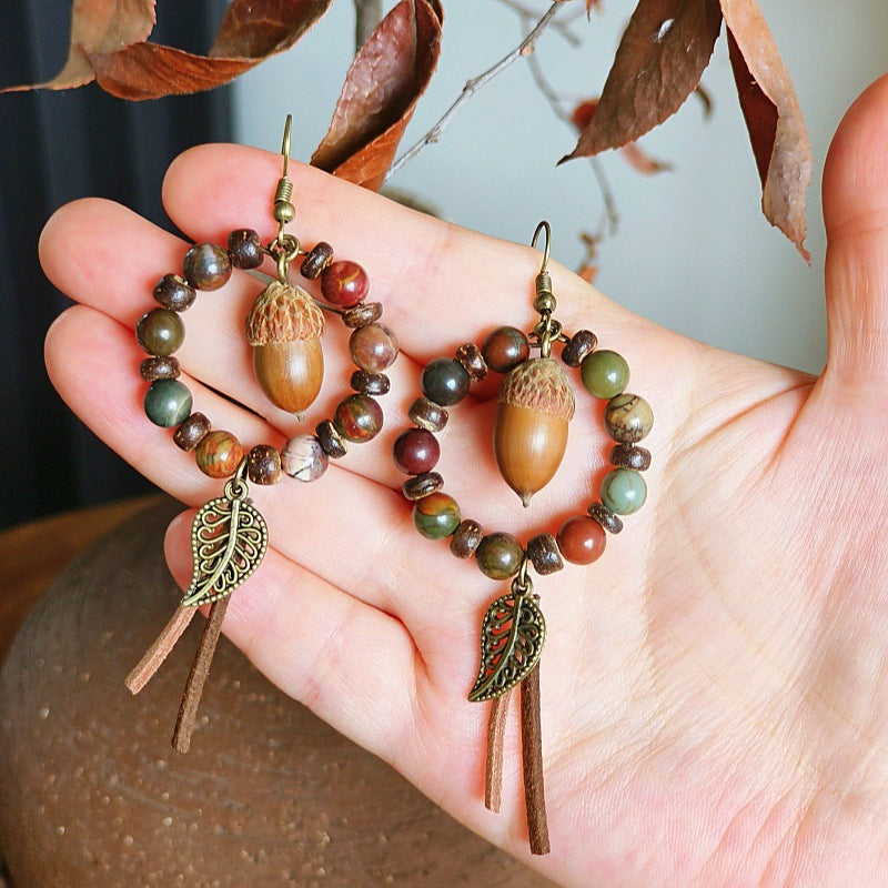 Bohemian Tassel Earrings Handmade with Dried Fruits