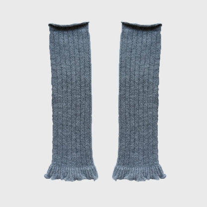 Handmade Wool Blend Knitted Lace Mid-Calf Socks