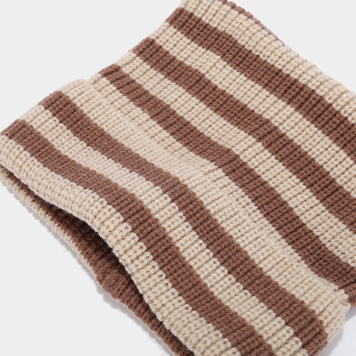 Winter Beanie Striped Color Contrast Warm Knit Hat