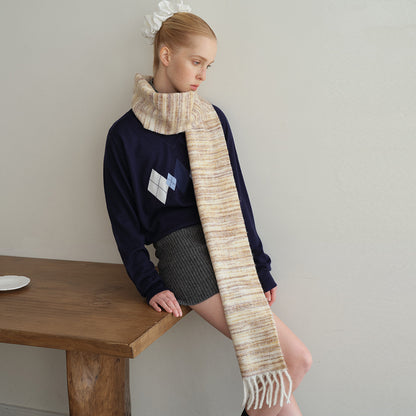 Gradient Wool Scarf for Women Soft Chic Fringe Wrap