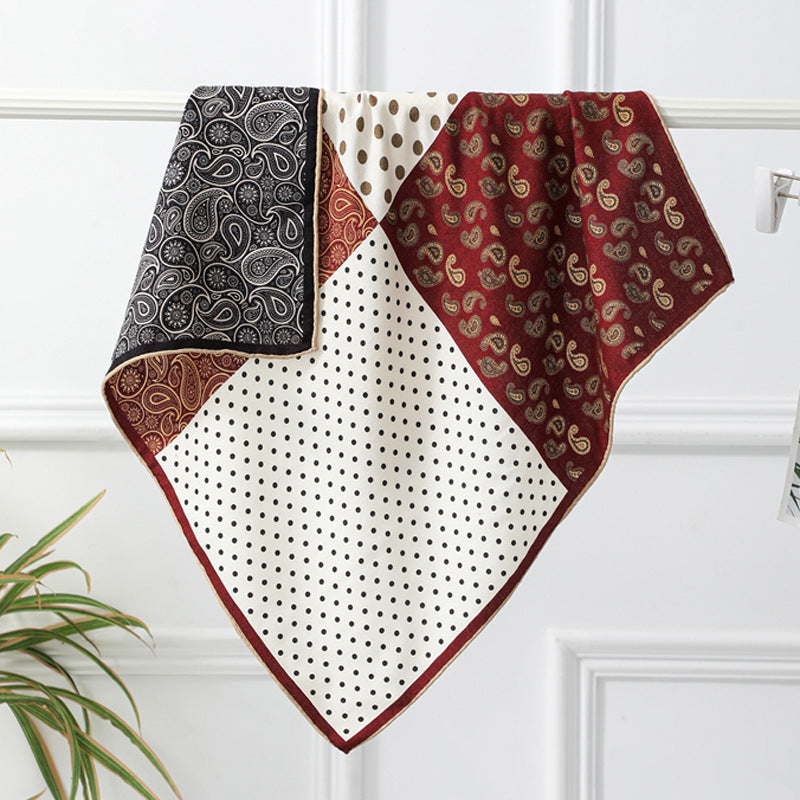 Double Sided Print Soft Square Silk Scarf