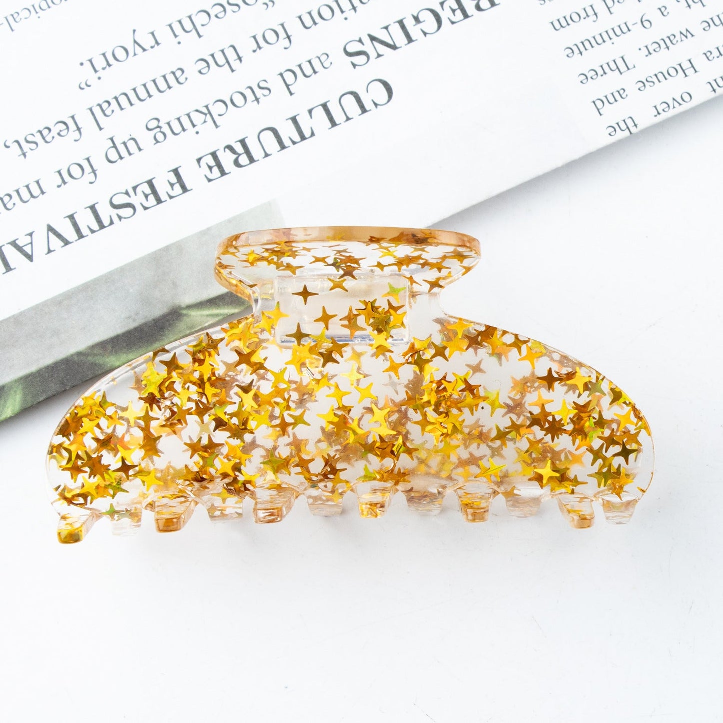 Festive Glitter Christmas Acrylic Hair Claw