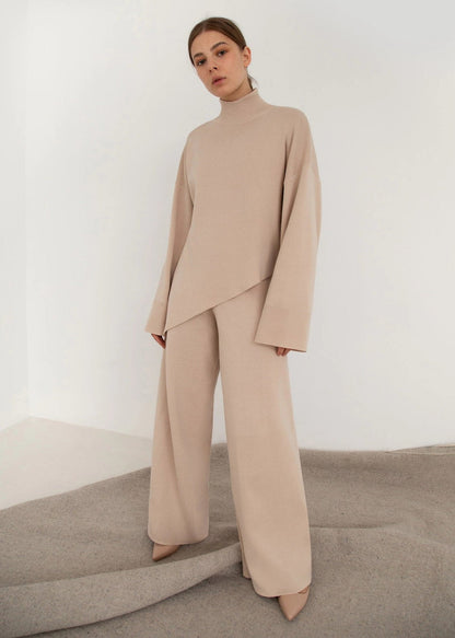 Oversized Knit Two-Piece Set With Asymmetrical Hem