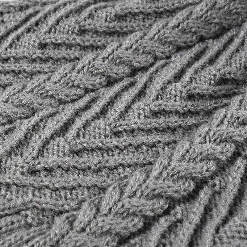 Twist Solid Color Knit Pom Beanie