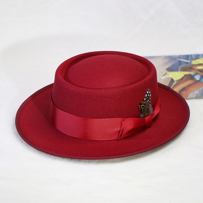 Trendy Pork Pie Wool Felt Hat for Men and Women