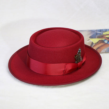 Trendy Pork Pie Wool Felt Hat for Men and Women