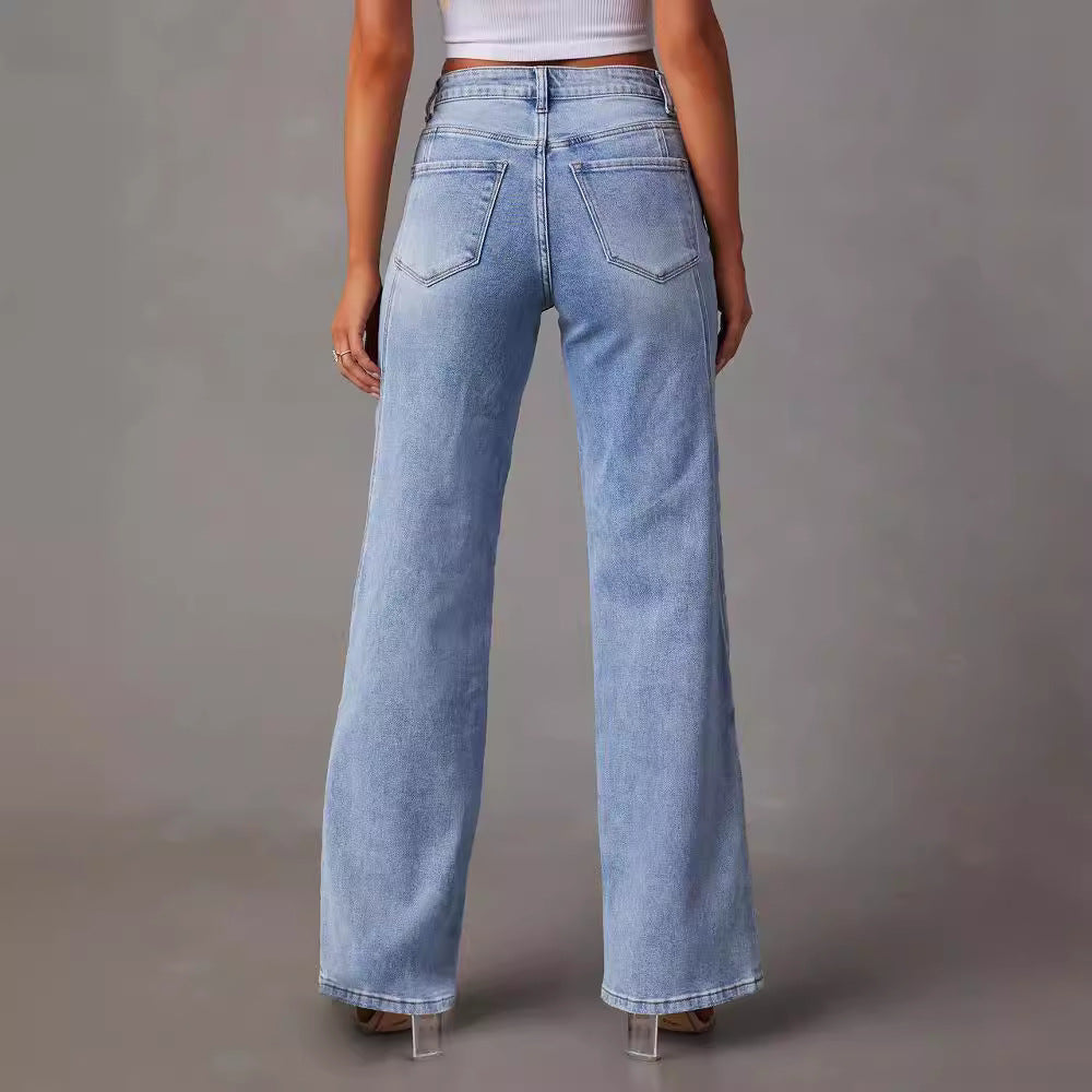 Casual Wide Leg Denim Pants for Women